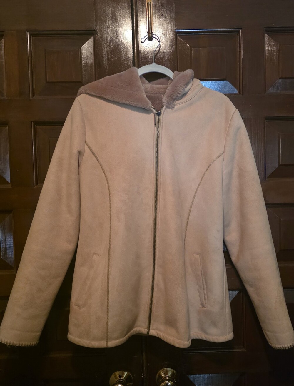 Marvon Richards Teddy Jacket Tan Faux Suede Size Small